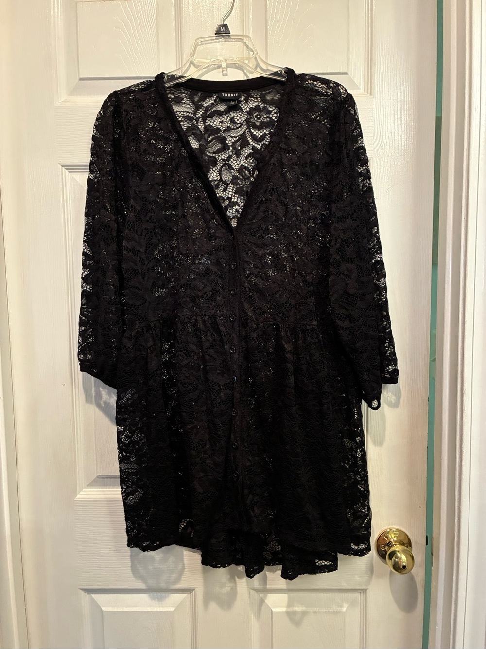torrid Long Black Sheer Floral Lace Peplum Tunic